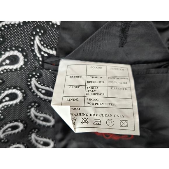 Mens Leonardi Blazer Size 3X Paisley Gray White Double Back Vent - Picture 10 of 11